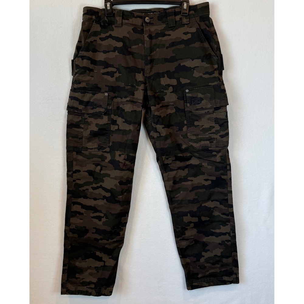 Duluth Trading Co Flex Fire Hose Relaxed Fit Camo Cargo Pants 36x34 Mens Work